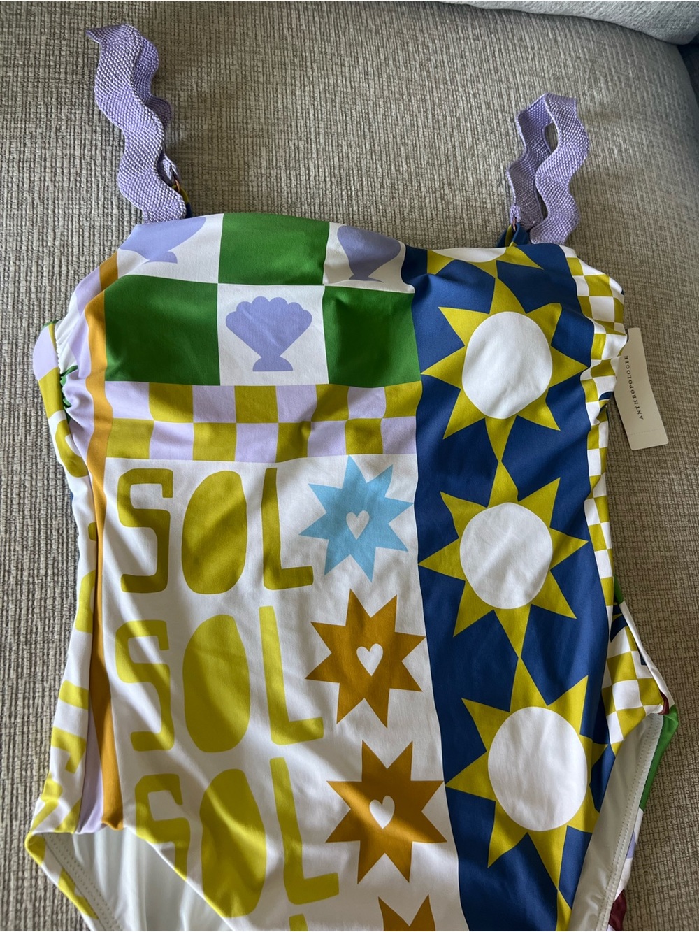 NWT Anthropologie One-Piece Swimsuit Multicolor Sun & Star Print size Medium - Picture 2 of 8